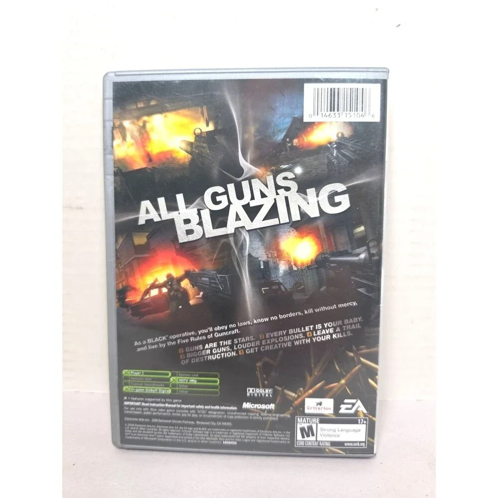 Black (Microsoft Xbox, 2006) Platinum Hits No Manual